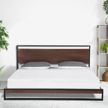 Load image into Gallery viewer, Milano Decor Azure Bed Frame With Headboard Black Wood Steel Platform Bed - Single - Black
