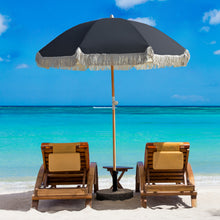 Load image into Gallery viewer, Havana Outdoors Beach Umbrella Portable 2 Metre Fringed Garden Sun Shade Shelter - Black
