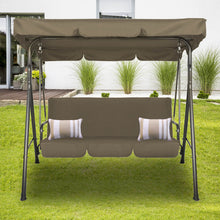 Load image into Gallery viewer, Milano Outdoor Swing Bench Seat Chair Canopy Furniture 3 Seater Garden Hammock - Coffee

