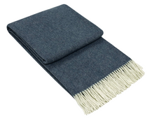 Load image into Gallery viewer, Kensington Throw - 10% Cashmere/ 90% Super Fine Merino Wool - Navy
