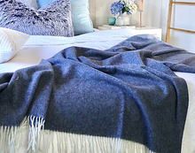 Load image into Gallery viewer, Kensington Throw - 10% Cashmere/ 90% Super Fine Merino Wool - Navy
