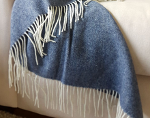 Load image into Gallery viewer, Kensington Throw - 10% Cashmere/ 90% Super Fine Merino Wool - Navy
