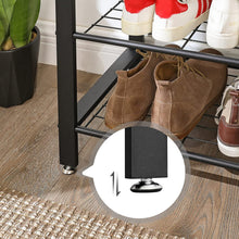 Load image into Gallery viewer, Greige and Black Steel Freestanding Coat Rack Stand with Removable Hooks, Bench and Shoe Rack, Height 183 cm
