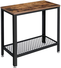 Load image into Gallery viewer, Industrial Side Table 2-Tier With Mesh and Metal Frame Rustic Brown
