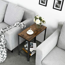Load image into Gallery viewer, Industrial Side Table 2-Tier With Mesh and Metal Frame Rustic Brown

