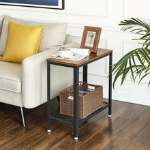 Load image into Gallery viewer, Industrial Side Table 2-Tier With Mesh and Metal Frame Rustic Brown
