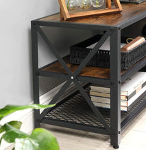 Load image into Gallery viewer, TV Stand for 60-Inch TV with Industrial Style Steel Frame Rustic Brown and Black
