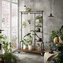 Load image into Gallery viewer, Clothing Garment Rack on Wheels with 5-Tier, Industrial Pipe Style, Rustic Brown

