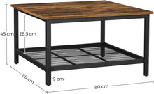 Load image into Gallery viewer, Robust Coffee Table Steel Frame and Mesh Storage Shelf,  Rustic Brown and Black
