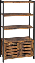 Load image into Gallery viewer, Floor-Standing Storage Cabinet and Cupboard with 2 Louvred Doors and 3 Shelves, Rustic Brown
