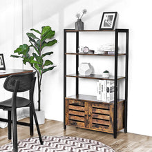 Load image into Gallery viewer, Floor-Standing Storage Cabinet and Cupboard with 2 Louvred Doors and 3 Shelves, Rustic Brown
