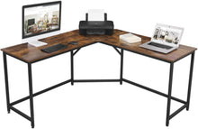 Load image into Gallery viewer, L-Shaped Computer Desk, Rustic Brown and Black
