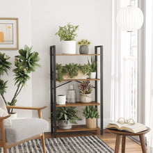 Load image into Gallery viewer, 4-Tier  Storage Rack with Steel Frame, 120 cm High, Rustic Brown and Black
