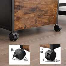 Load image into Gallery viewer, File Cabinet with 2 Drawers, Wheels and Open Compartment Rustic Brown and Black
