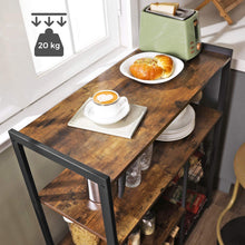 Load image into Gallery viewer, Baker's Rack with 2 Metal Mesh Baskets, Shelves and Hooks, 80 x 35 x 95 cm, Industrial Style, Rustic Brown
