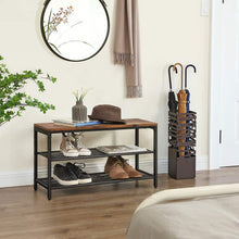 Load image into Gallery viewer, Shoe Rack with 2 Mesh Shelves, Rustic Brown and Black
