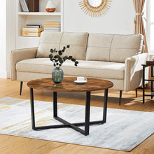 Load image into Gallery viewer, Round Coffee Table Rustic Brown and Black

