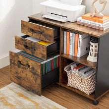 Load image into Gallery viewer, 3-Drawer File Cabinet with Open Compartments for A4 Rustic Brown and Black
