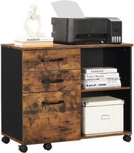 Load image into Gallery viewer, 3-Drawer File Cabinet with Open Compartments for A4 Rustic Brown and Black
