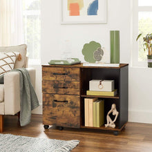 Load image into Gallery viewer, 3-Drawer File Cabinet with Open Compartments for A4 Rustic Brown and Black
