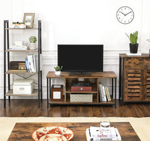 Load image into Gallery viewer, TV Console Unit with Open Storage Rustic Brown and Black Industrial
