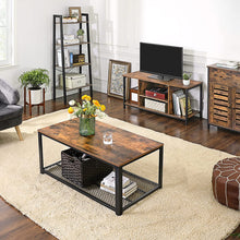 Load image into Gallery viewer, TV Console Unit with Open Storage Rustic Brown and Black Industrial
