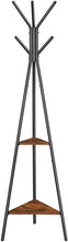 Load image into Gallery viewer, Black Coat Rack Stand Industrial Style 2 Shelves Clothes

