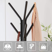 Load image into Gallery viewer, Black Coat Rack Stand Industrial Style 2 Shelves Clothes
