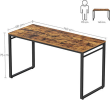 Load image into Gallery viewer, Home Office Desk with 8 Hooks 140 x 60 x 75 cm Rustic Brown and Black
