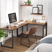 Load image into Gallery viewer, Home Office Desk with 8 Hooks 140 x 60 x 75 cm Rustic Brown and Black
