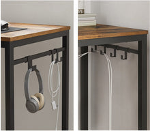 Load image into Gallery viewer, Home Office Desk with 8 Hooks 140 x 60 x 75 cm Rustic Brown and Black
