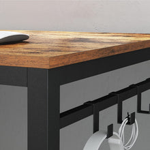 Load image into Gallery viewer, Home Office Desk with 8 Hooks 140 x 60 x 75 cm Rustic Brown and Black
