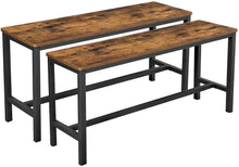 Load image into Gallery viewer, Set of 2 Table Benches Industrial Style Durable Metal Frame 108 x 32.5 x 50 cm Rustic Brown
