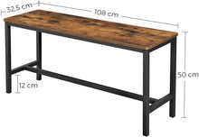 Load image into Gallery viewer, Set of 2 Table Benches Industrial Style Durable Metal Frame 108 x 32.5 x 50 cm Rustic Brown
