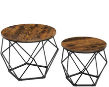 Load image into Gallery viewer, Set of 2 Side Tables Robust Steel Frame Rustic Brown and Black
