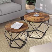 Load image into Gallery viewer, Set of 2 Side Tables Robust Steel Frame Rustic Brown and Black
