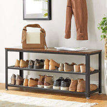 Load image into Gallery viewer, Shoe Rack with 2 Shelves 100 x 30 x 45 cm Rustic Brown and Black
