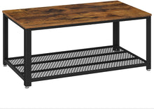 Load image into Gallery viewer, Coffee Table with Metal Frame Storage Shelf Rustic Brown
