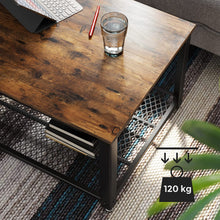 Load image into Gallery viewer, Coffee Table with Metal Frame Storage Shelf Rustic Brown
