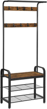 Load image into Gallery viewer, Vintage Coat Rack Shoe Bench, Wood Look Accent Furniture and Metal Frame
