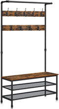 Load image into Gallery viewer, Coat Rack Stand with 9 Hooks and Shoe Rack with Industrial Style Sturdy Steel Frame
