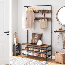Load image into Gallery viewer, Coat Rack Stand with 9 Hooks and Shoe Rack with Industrial Style Sturdy Steel Frame
