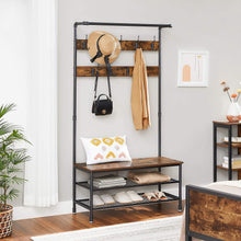 Load image into Gallery viewer, Coat Rack Stand with 9 Hooks and Shoe Rack with Industrial Style Sturdy Steel Frame
