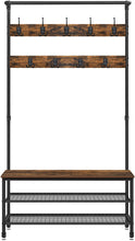 Load image into Gallery viewer, Coat Rack Stand with 9 Hooks and Shoe Rack with Industrial Style Sturdy Steel Frame
