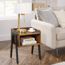 Load image into Gallery viewer, Vintage Nightstand Stackable End Table Wood Look Accent Furniture Metal Frame
