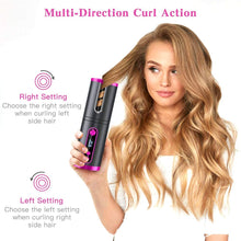 Load image into Gallery viewer, Portable Wireless Automatic Hair Curler for Travel with LED Temperature Display, Timer and USB Rechargeable (Pink)
