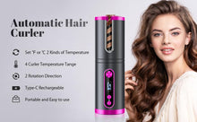 Load image into Gallery viewer, Portable Wireless Automatic Hair Curler for Travel with LED Temperature Display, Timer and USB Rechargeable (Pink)

