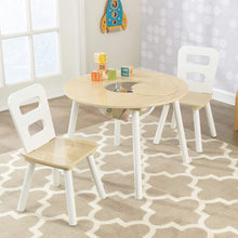Load image into Gallery viewer, Round Table and 2 Chair Set for children (White Natural)
