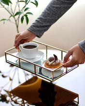 Load image into Gallery viewer, Tray Gold Mirror Decorative for Storage Jewelry and Makeup accessories
