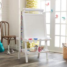Load image into Gallery viewer, White Deluxe Wood Easel set for kids
